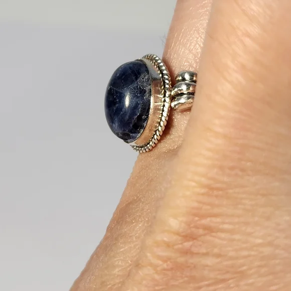 NIB Semi VTG 925 Lapiz Azuli Scroll Cocktail Ring Sz 7 - Picture 12 of 16